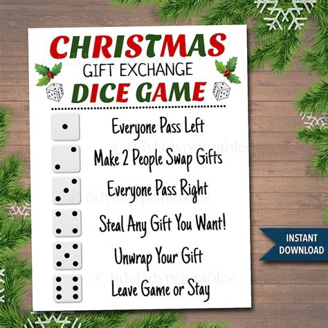 dirty santa rules with dice.